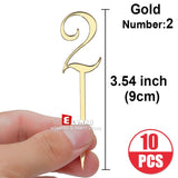 Acrylic Number cake Topper 10pcs