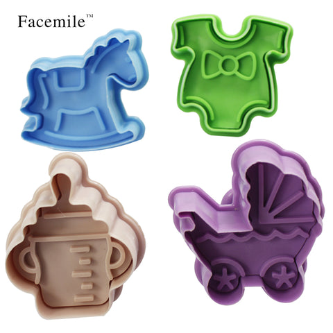 4 Pcs Baby Cookies Stamp Mold